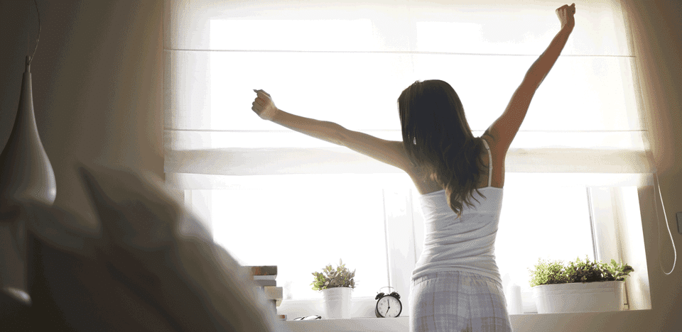 Woman stretching in the morning